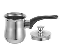 Lurrose Cafetière Turque pour Chauffage Rapide et Mousse de Lait 180ml en Acier Inoxydable avec Couvercle et Poignée Longue pour Camping et Usage Domestique