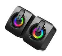 Lurrose Caisson de Basses et Haut-Parleurs USB Filaires pour PC Portable, Mini Enceinte RGB Lumineuse, Réglage Volume Individuel, pour Bureau et Gaming, Alimentation Dc5.00