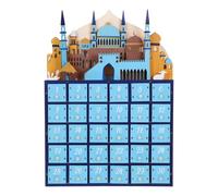 Lurrose Calendrier de L'avent en Bois avec Lumière Led pour Le Ramadan - Compte à Rebours de 30 Jours avant L'aïd - Décoration de Bureau pour Les Fêtes de Ramadan Mubarak
