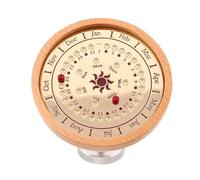 Lurrose Calendrier Perpétuel Rond en Bois Rouge avec Support Réglable Calendrier de Bureau Vintage pour Décoration Maison et Bureau Bloc Date Mensuel Ajustable Pratique et Esthétique