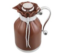 Lurrose Carafe Isotherme 1 L avec Intérieur en Verre, Grosse Capacité, Design Bicolore Café et Argenté, Récipient Isotherme pour Boissons Chaudes, pour Bureau, Camping et Pique-niques