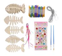 Lurrose Carillon Éolien en Bois de Poisson, à Peindre, Son Apaisant, pour Projets DIY et Décoration de Fenêtres, Couleurs Variées