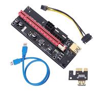 Lurrose Carte Adaptateur Pci-e 1x vers 16x, Riser pour Carte Graphique, Câble de Données USB, 2 Interfaces 6 Broches, Alliage, pour Composants PC