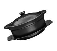 Lurrose Casserole en Céramique Noire 1,26l Multifonction pour Cuisson Uniforme, pour Mijoter Soupes et Ragoûts la Maison
