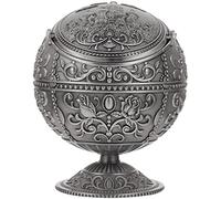 Lurrose Cendrier Sphérique Métallique Couvercle - Cendrier Décoratif Rétro Style Globe Terrestre, 1 Pièce, Récipient Pratique pour Mégots, Décoration Intérieure Bureau et Maison