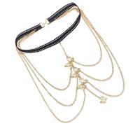 Lurrose Chaîne de Cuisse Dorée Multicouche Élastique, Bijoux de Corps pour Femmes, Chaîne de Jambe Mode pour Soirée, Plage et Mariages, Accessoire et Léger