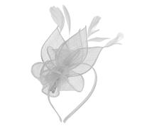 Lurrose Chapeau bibi pour femme avec rubans sur un bandeau et une pince pour le thé, pince à cheveux de mariée (22 x 18 x 3 cm)