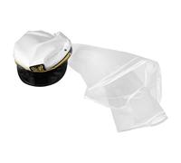 Lurrose Chapeau de Capitaine de Mariée avec Voile Bordé Style Marin Accessoire pour Enterrement de Vie de Jeune Fille Cérémonie de Mariage et Fête Plage