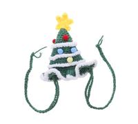 Lurrose Chapeau de Noël pour Chien Tricot Ajustable avec Pompon Bonnet Arbre de Noël pour Fêtes Accessoire Photo Festif pour Petits et Moyens Chiens