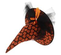 Lurrose Chapeau de Sorcière Halloween en Résille Noire Motif Citrouille Taille Unique Unisexe Accessoire Léger pour Déguisement Fête et Cosplay Sorcier Adulte et Garçon et Filles