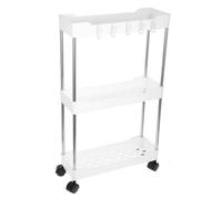 Lurrose Chariot de Rangement à roulettes 3 Niveaux Blanc Chariot Utilitaire Compact pour Salle de Bain Cuisine de Rangement à Plusieurs Niveaux Organisateur D'étagère Multi-Usage