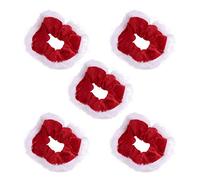 Lurrose Chouchous Cheveux en Velours Élastiques Cravates pour les Femmes 5PCS (Rouge)