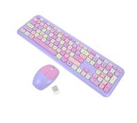 Lurrose Clavier Et Souris sans Fil Multifonction pour Ordinateur Portable Et Bureau, Ensemble Violet Mixte 2,4 Ghz USB, Compatible Pc Et Tablette, Usage Quotidien Et Professionnel