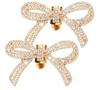 Lurrose Clips Décoratifs Amovibles pour Chaussures à Talons, Breloques en Alliage et Strass, Boucles Nœud Doré, Accessoires pour Mariage, Fêtes et Soirées, Lot 1 Paire