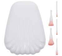 Lurrose Coffret de Pinceaux de Maquillage 5 Pièces Blanc Cassé avec Étui Coquillage, Ensemble de Pinceaux de Voyage pour Fards à Paupières et Fond de Teint, Accessoires Cosmétiques
