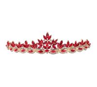 Lurrose Coiffe de Mariée Rouge en Alliage Ornée de Strass Brillants, Bandeau Cheveux Mariage Élégant, Accessoire pour Fêtes, Bal et Occasions Spéciales, Bijoux de Cheveux en Cristal,