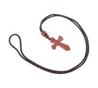 Lurrose Collier Croix Vintage en Bois Naturel Marron, Pendentif Religieux en Sang de Bois, Bijou Spirituel Unisexe pour Prière, Cérémonie et Décoration Voiture, Présent Chrétien Artisanal