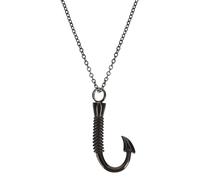 Lurrose Collier de Crémation en Acier Inoxydable Noir D'hameçon, Pendentif Urne Funéraire Chaîne 50 Cm, Collier Souvenir pour Cendres D'être Cher, Bijou Commémoratif Résistant