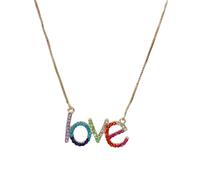 Lurrose Collier Pendentif Unique et Stable en Couleur Lettres D'amour Coloré en Alliage Cristaux et Accessoire de Mode Élégant Présent pour Amoureux