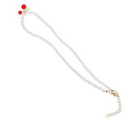 Lurrose Collier pour Femme en Cuivre Perles Nacrées Blanches, Style Vintage Élégant, pour Mariages et Anniversaires
