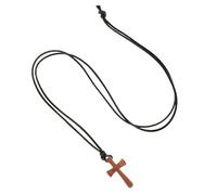 Lurrose Collier pour Homme en Bois Pendentif Croix Minimaliste Résistant la Décoloration, Accessoire Polyvalent pour Diverses Occasions, Édition Couple Unique