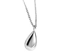 Lurrose Collier Urne pour Cendres de Goutte D'eau, Pendentif Diffuseur de Parfum en Acier Inoxydable Chaîne 50 Cm X 2,4 Mm, Bijou Aromathérapie Féminin pour Présent et Usage Quotidien