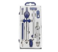 Lurrose Compas à Dessin Professionnel en Alliage de Zinc Bleu, 7 Pièces Multifonctions, Outils de Boussole Précis pour Bureau et École, Kit de Dessin Technique Portable