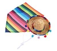 Lurrose Costume d'oie pour Animal de Compagnie Chapeau Sombrero Mexicain en Paille et Bandana en Polyester, Design Élégant pour Célébration Festive et Décoration de Jardin