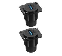 Lurrose Coupleur USB 3.0 Femelle à Femelle Montage Encastré Panneau Droit Passage de Câble Étanche pour Ordinateurs et Imprimantes, Connecteur de Transfert de Données Noir, Lot de 2