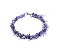 Lurrose Couronne de fleurs de lavande avec ruban pour femmes et filles, vacances, mariage, fête d'anniversaire, lavande
