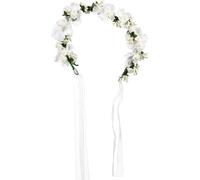 Lurrose Couronne de Fleurs pour Mariée Blanche Bandeau Léger Décoration Cheveux pour Cérémonies Banquets Fêtes et Séances Photo Plage Accessoires Nuptiales