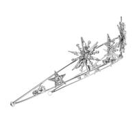Lurrose Couronne de Mariage Étoile Argentée Strass, Tiare pour Fille, Accessoire Élégant pour Robe de Mariée, Diadème Léger et Facile à Porter, Cérémonie et Fête