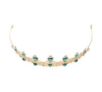 Lurrose Couronne de Mariage pour Filles Rouge Strass Verts, Bandeau de Mariée en Métal Doré, Accessoire Coiffure Mariage Élégant pour Robe de Mariée, Tiare Princesse Vintage, 1 Pièce