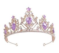 Lurrose Couronne de Mariage Tiare Élégante Pourpre en Alliage de Zinc et Cristaux, Accessoire de Coiffure Délicat Créant une Nouvelle Coiffure Instantanée Mariée