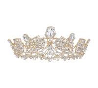 Lurrose Couronne de Mariée en Alliage et Strass Doré Diadème Élégant pour Mariage Enterrement de Vie de Jeune Fille et Événements Festifs Bijou de Tête Féminin Confortable et Raffiné
