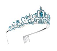 Lurrose Couronne de Mariée en Alliage Strass Bleus, Diadème Ornemental Élégant pour Fille, Accessoire Coiffure Mariage, Pièce Unique Adaptée aux Cérémonies et Fêtes