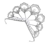 Lurrose Couronne de Mariée en Perles Strass Accessoire Coiffure pour Cérémonie de Mariage Femme