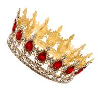 Lurrose Couronne de Mariée en Strass Dorée et Rouge, Accessoire Cheveux pour Mariage et Fête, Bandeau Bijou Élégant pour Femmes, Présent, Taille Unique, Accessoires Coiffure Mariage