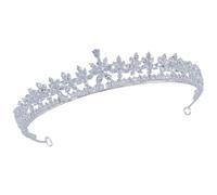 Lurrose Couronne de Mariée pour Occasions Formelles Argentée en Cuivre et Zircon, Bandeau Confortable et Élégant et Célébrations D'anniversaire