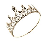 Lurrose Couronne Médiévale Vintage Dorée pour Homme, Construction Légère en Alliage, Tiare Royale Élégante pour Bal de Fin D'année ou Séance Photo