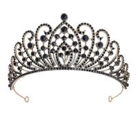Lurrose Couronne pour Femme : Couronne Et Diadème Baroques de Reine - -tête en Strass - Diadèmes de Princesse pour Mariage, Anniversaire, Bal de Fin D'année (noir)
