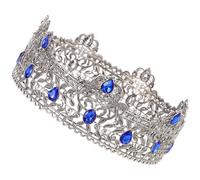 Lurrose Couronne Ronde Tiare de Roi Rustique Style Gothique Baroque en Alliage de Zinc Argenté, Légère et Confortable, pour Hommes, Événements à Thème Royal et Spectacles Théâtraux