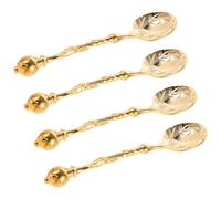 Lurrose Cuillères à Café et Dessert en Acier Inoxydable Lot de 4, Design Ergonomique Vintage, Mini Cuillères Multifonctions pour Miel, Pâtisserie et Boissons Chaudes