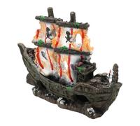 Lurrose Décoration Aquarium en Résine Épave de Bateau Pirate Coulé, Grotte Refuge pour Crevettes et Poissons, Réduit Le Stress, Favorise Un Comportement Sain