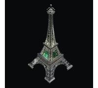 Lurrose Décoration Lumineuse LED Tour Eiffel en Métal Électroplaqué Argenté, Maquette Design pour Bureau et Maison, Ornement Décoratif Lumineux pour Intérieur Moderne, Lampe Figurine