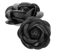 Lurrose Décorations à Motifs Roses pour Talons Hauts et Sandales, Breloques en Similicuir Noir, Accessoires en Paire pour Femmes lors de Mariages et Fêtes