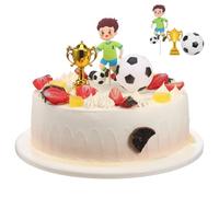 Lurrose Décorations de Gâteau d'anniversaire Football pour Garçon et Filles, Set de 3 Pièces en Plastique Léger, Installation Simple et Design Unique pour Fête d'anniversaire Réutilisable