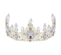 Lurrose Diadème de Mariée Argenté Orné de Strass Blancs, Couronne Élégante pour Cheveux, Accessoire Photo et Décoration Mariage, Taille Unique, Evjf et Cérémonie