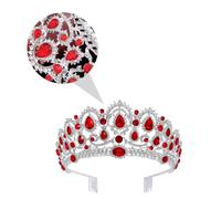 Lurrose Diadème de Mariée en Cristal Strass Rouge, Couronne Peigne Élégante pour Femme et Fille, Accessoire Cheveux Mariage Cérémonie, Tiare de Mariage Raffinée et Lumineuse