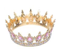 Lurrose Diadème de Mariée en Strass Intégral, Couronne Fantaisie Dorée Strass Roses, Accessoire Coiffure Femme Élégant pour Mariage, Fête et Bal, Bandeau Couronne de Mariage Raffinée